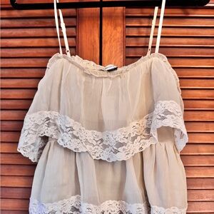 American Eagle Outfitters Cream Lace Camisole